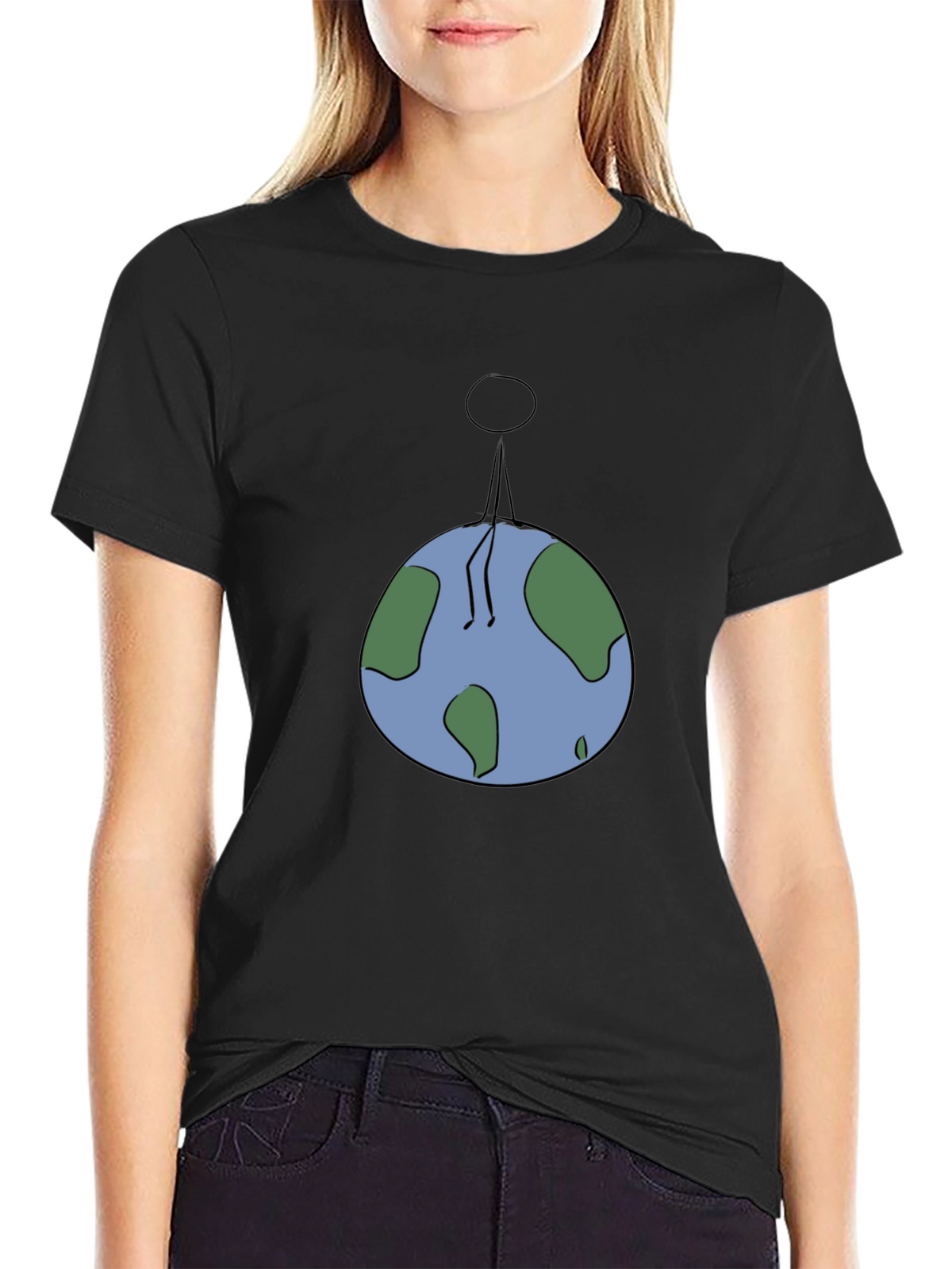 Man On Earth Graphic Tee - Black Cotton Shirt