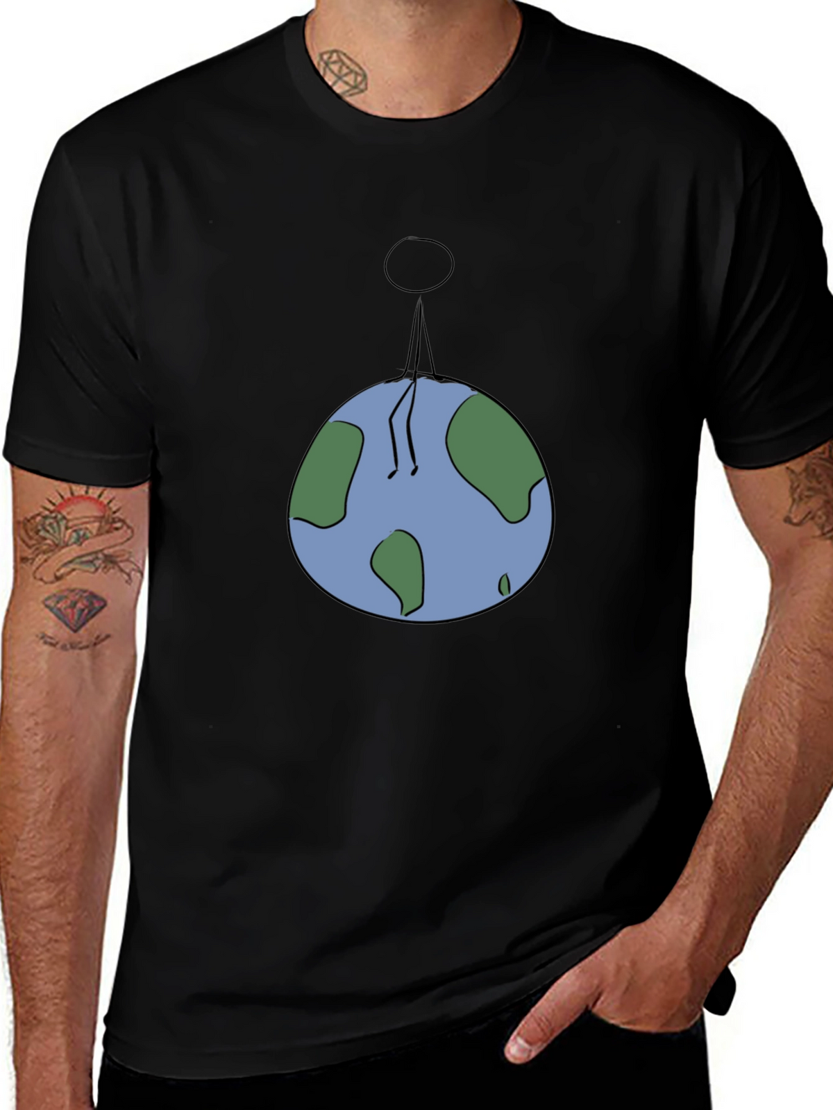 Man On Earth Graphic Tee - Black Cotton Shirt