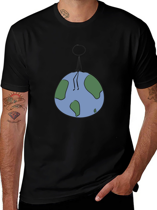 Man On Earth Graphic Tee - Black Cotton Shirt