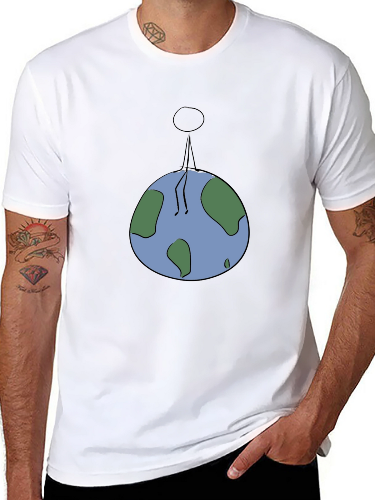 Man On Earth Graphic Tee - Black Cotton Shirt