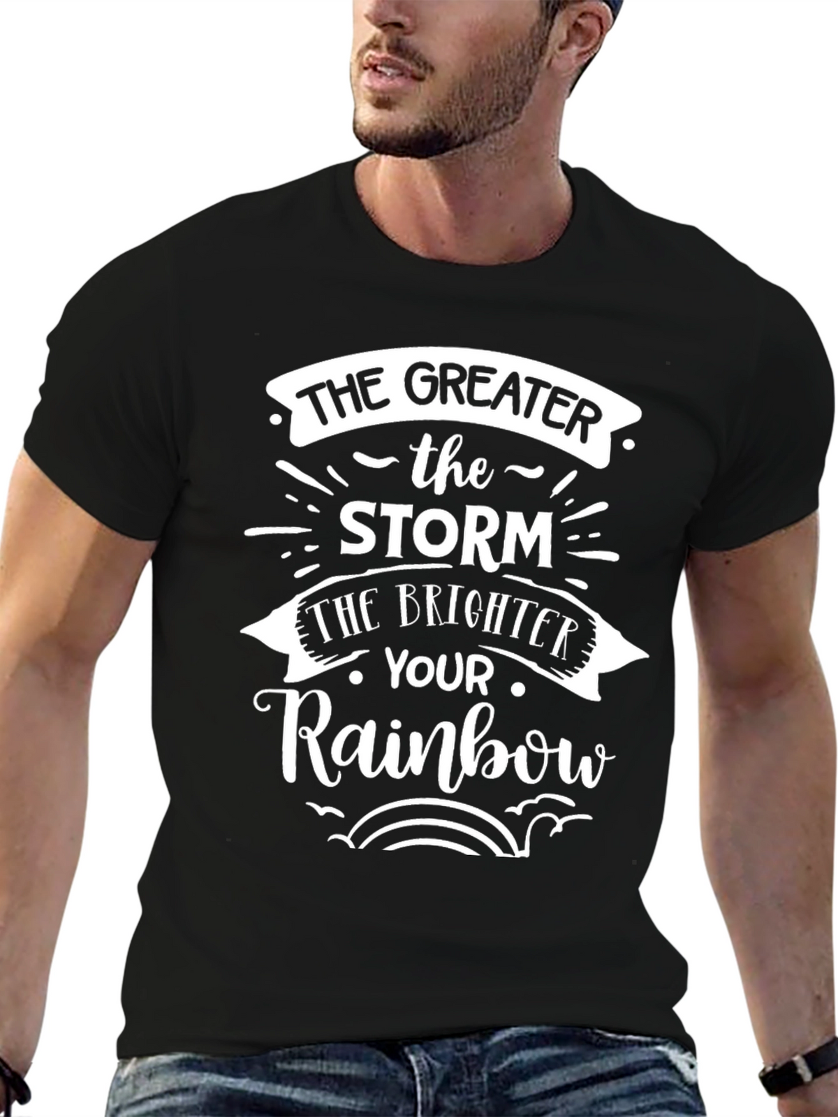 Inspirational Storm & Rainbow Graphic Tee