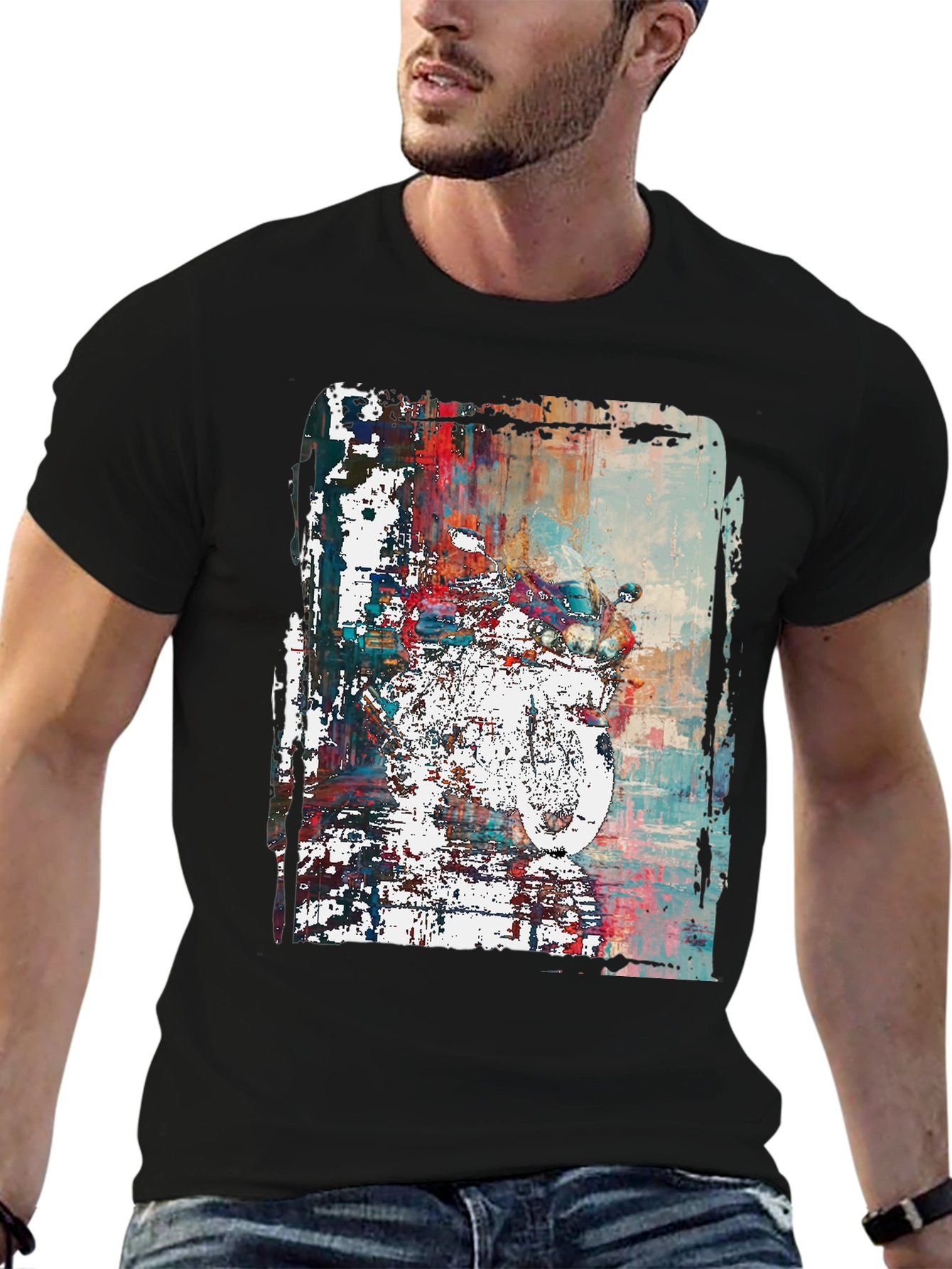 Abstract Motorcycle Graphic Print T-Shirt