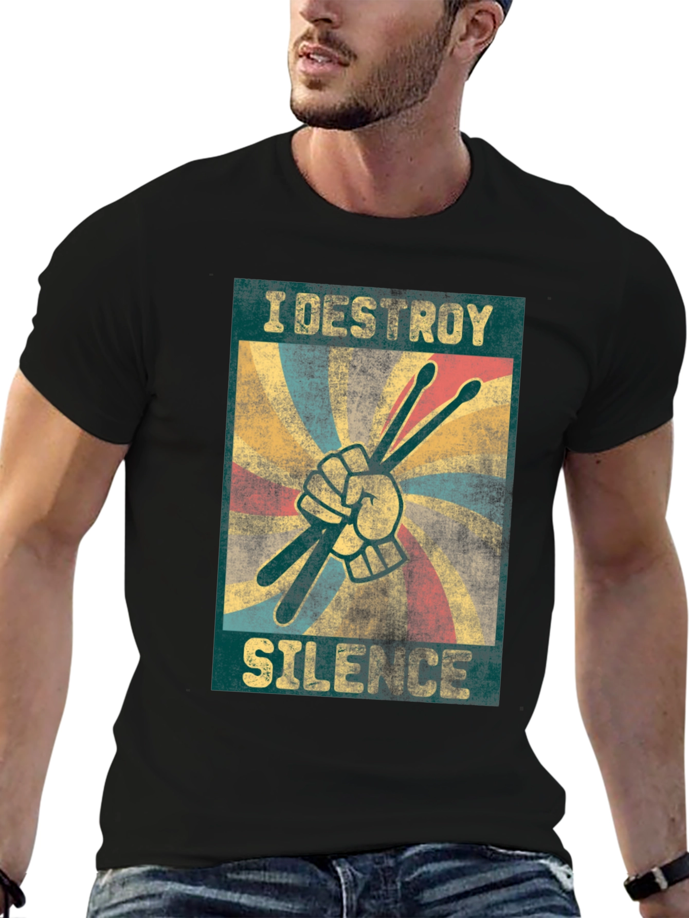 I Destroy Silence T-Shirt - Drummer Design
