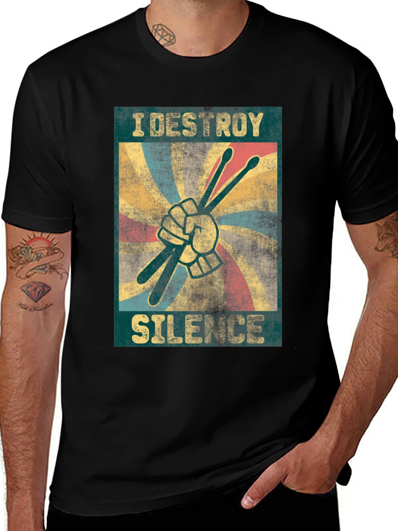 I Destroy Silence T-Shirt - Drummer Design