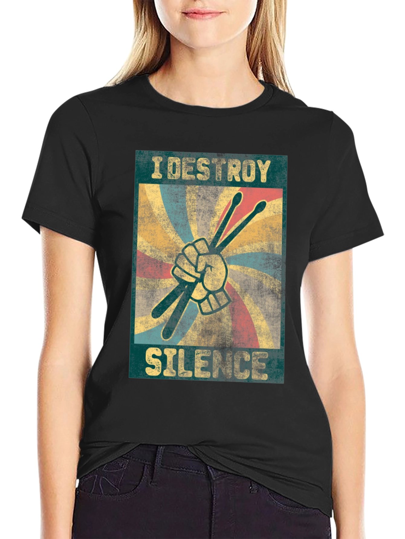 I Destroy Silence T-Shirt - Drummer Design