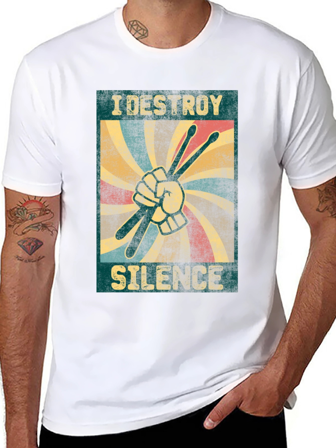 I Destroy Silence T-Shirt - Drummer Design