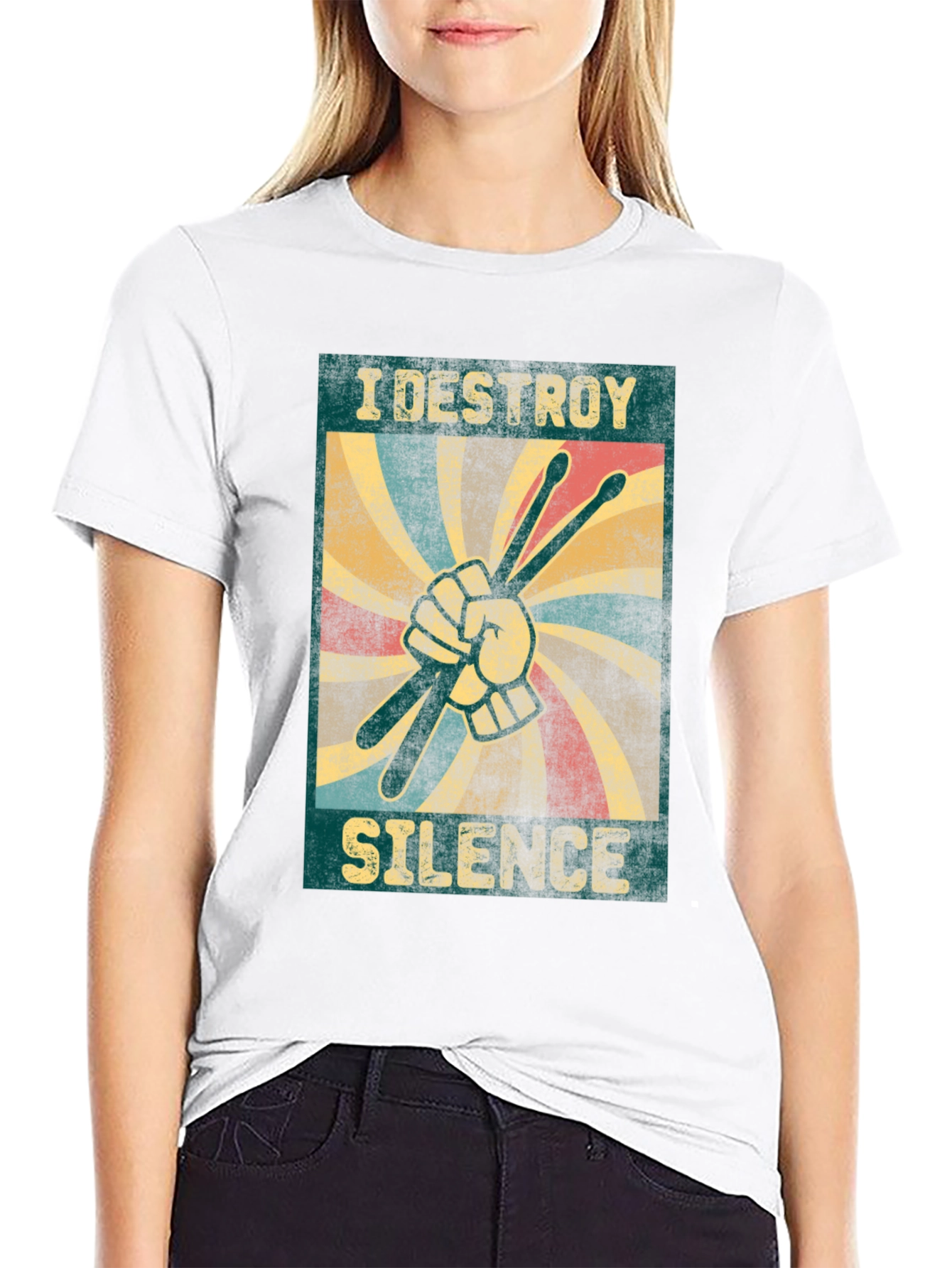 I Destroy Silence T-Shirt - Drummer Design