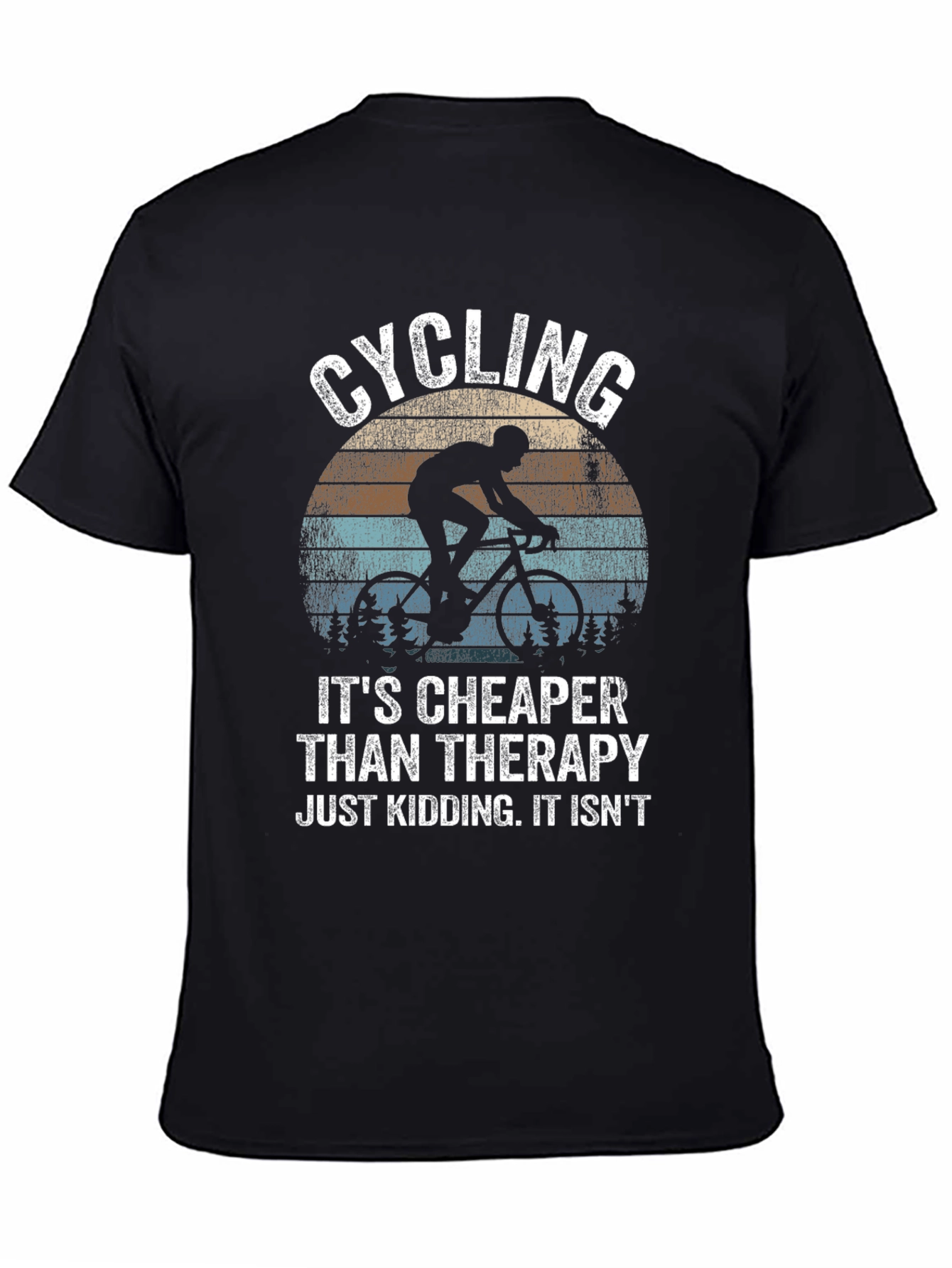 Cycling Cheaper Than Therapy Black Graphic T-Shirt