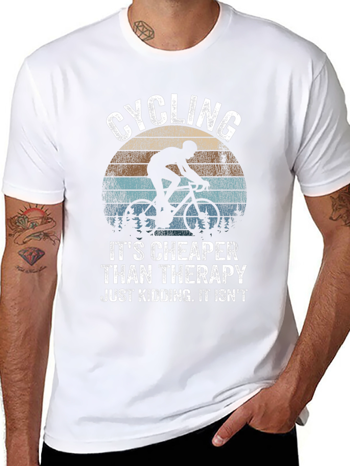 Cycling Cheaper Than Therapy Black Graphic T-Shirt