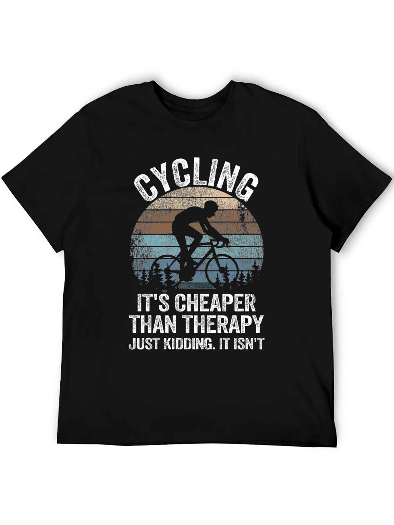 Cycling Cheaper Than Therapy Black Graphic T-Shirt