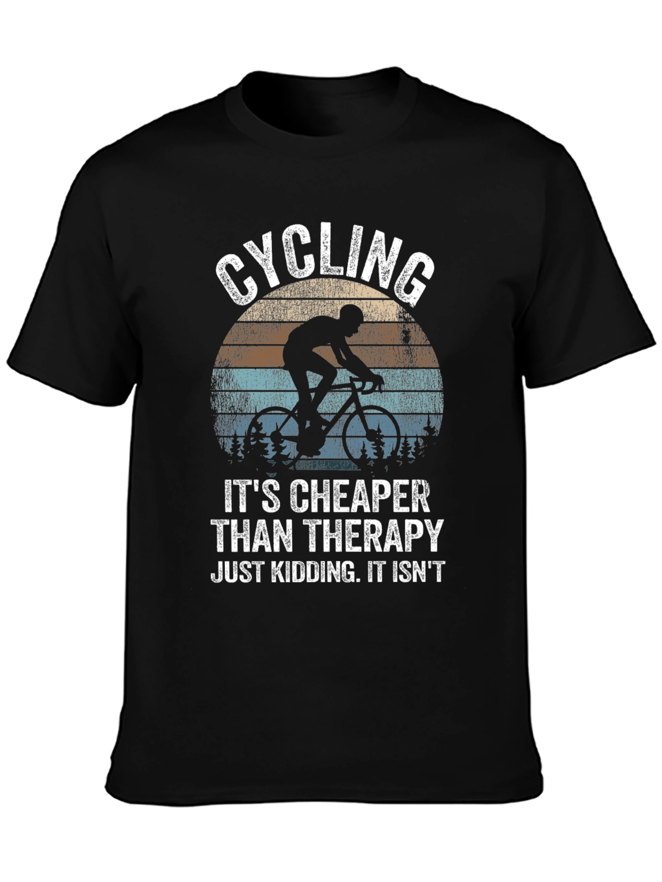 Cycling Cheaper Than Therapy Black Graphic T-Shirt
