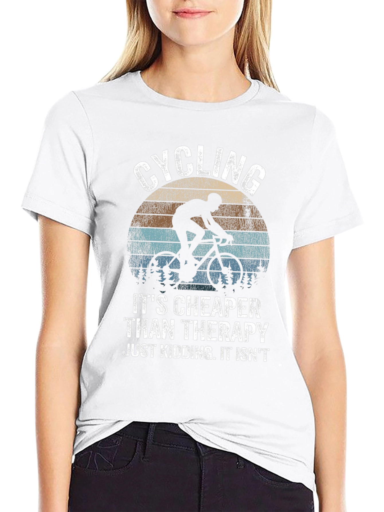 Cycling Cheaper Than Therapy Black Graphic T-Shirt