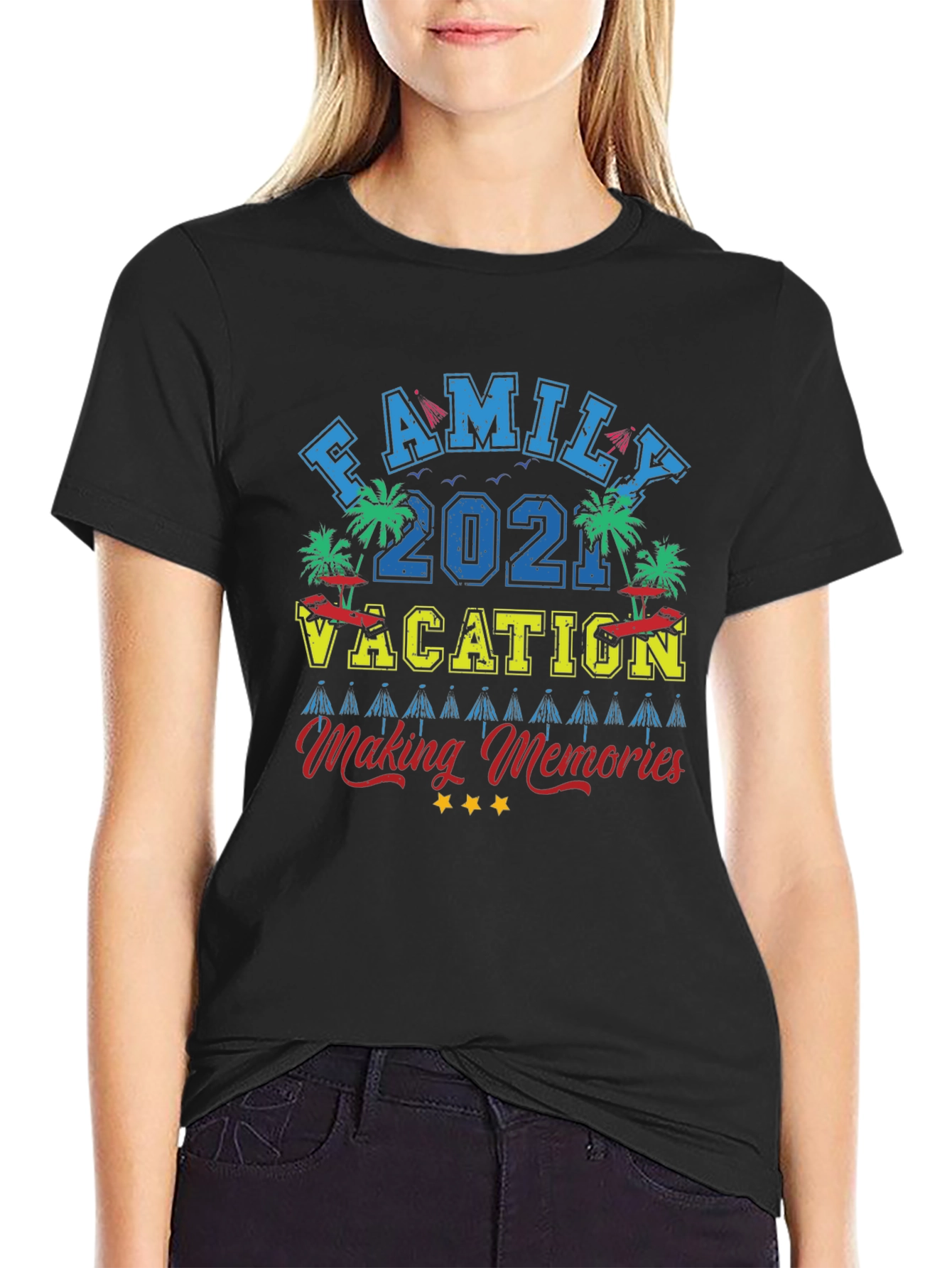 Family Vacation 2021 Black Graphic Tee