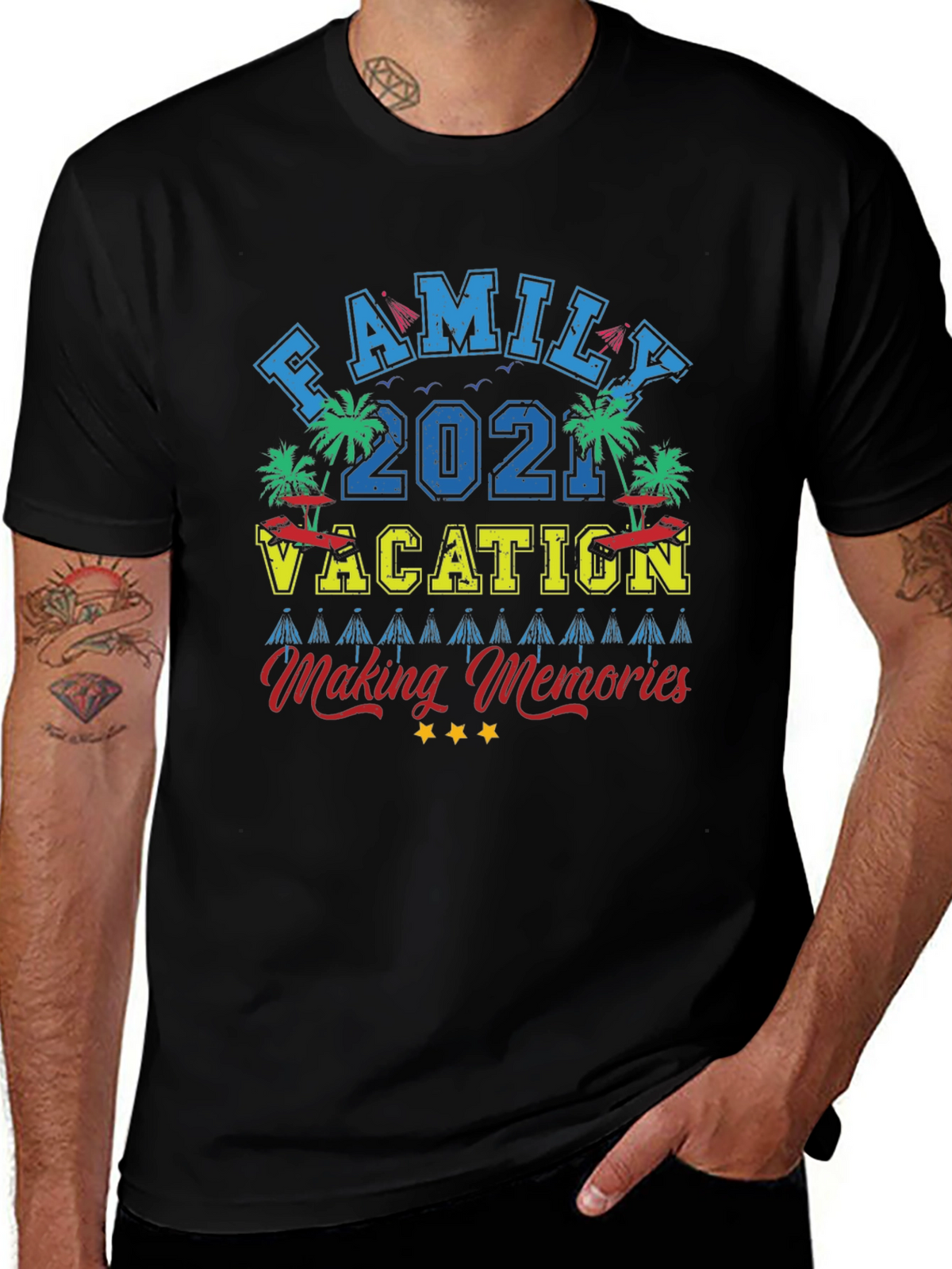 Family Vacation 2021 Black Graphic Tee