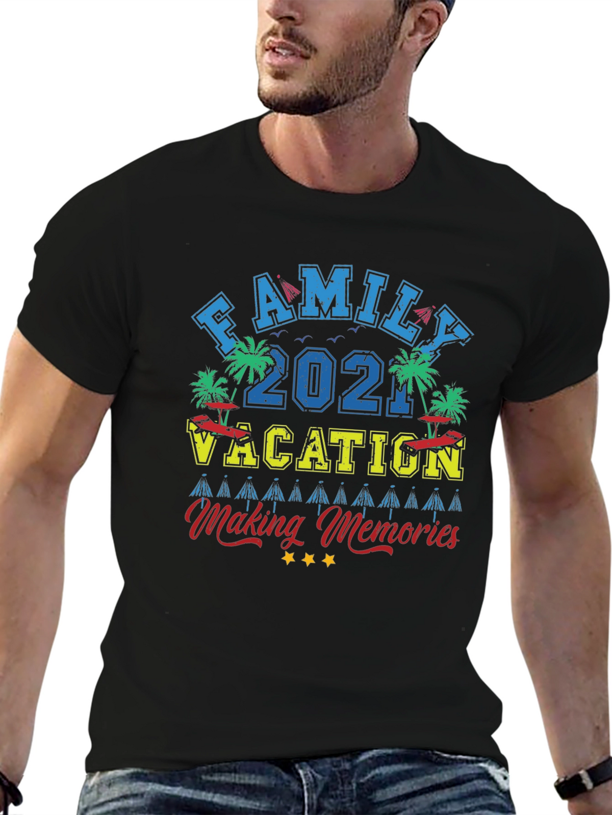 Family Vacation 2021 Black Graphic Tee