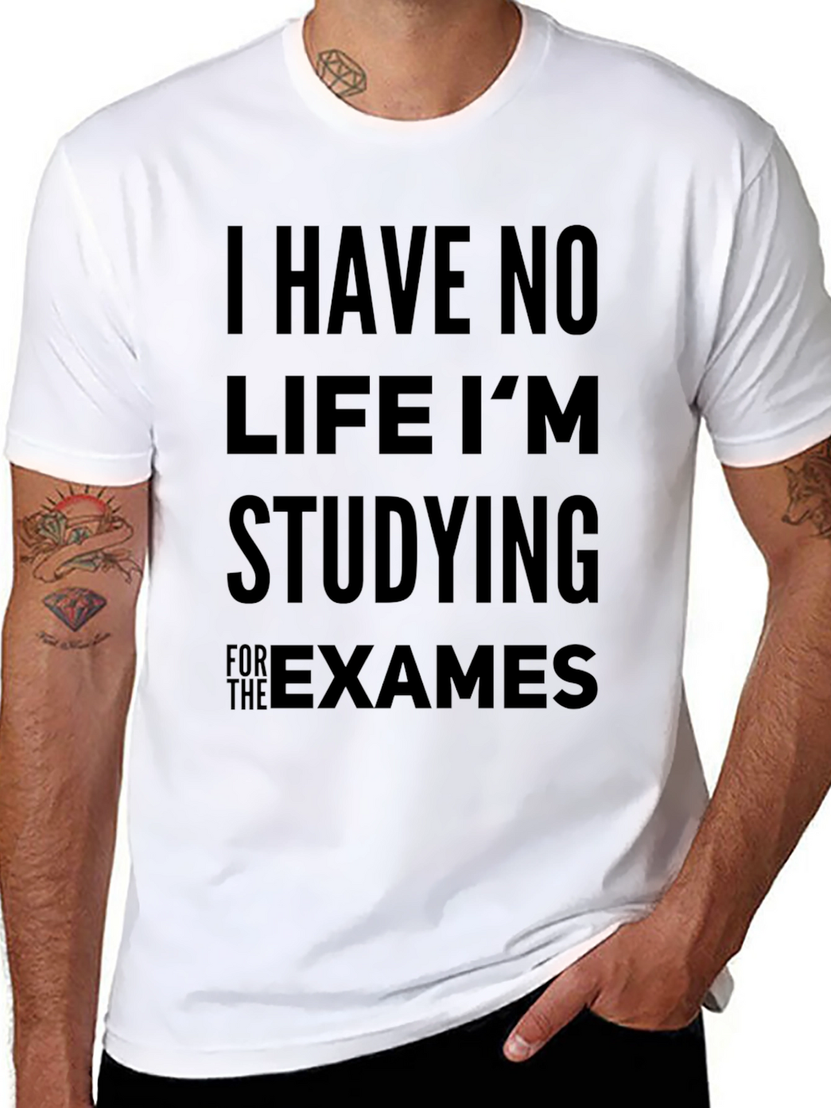 Studying Exams Graphic Tee - Black Cotton T-Shirt