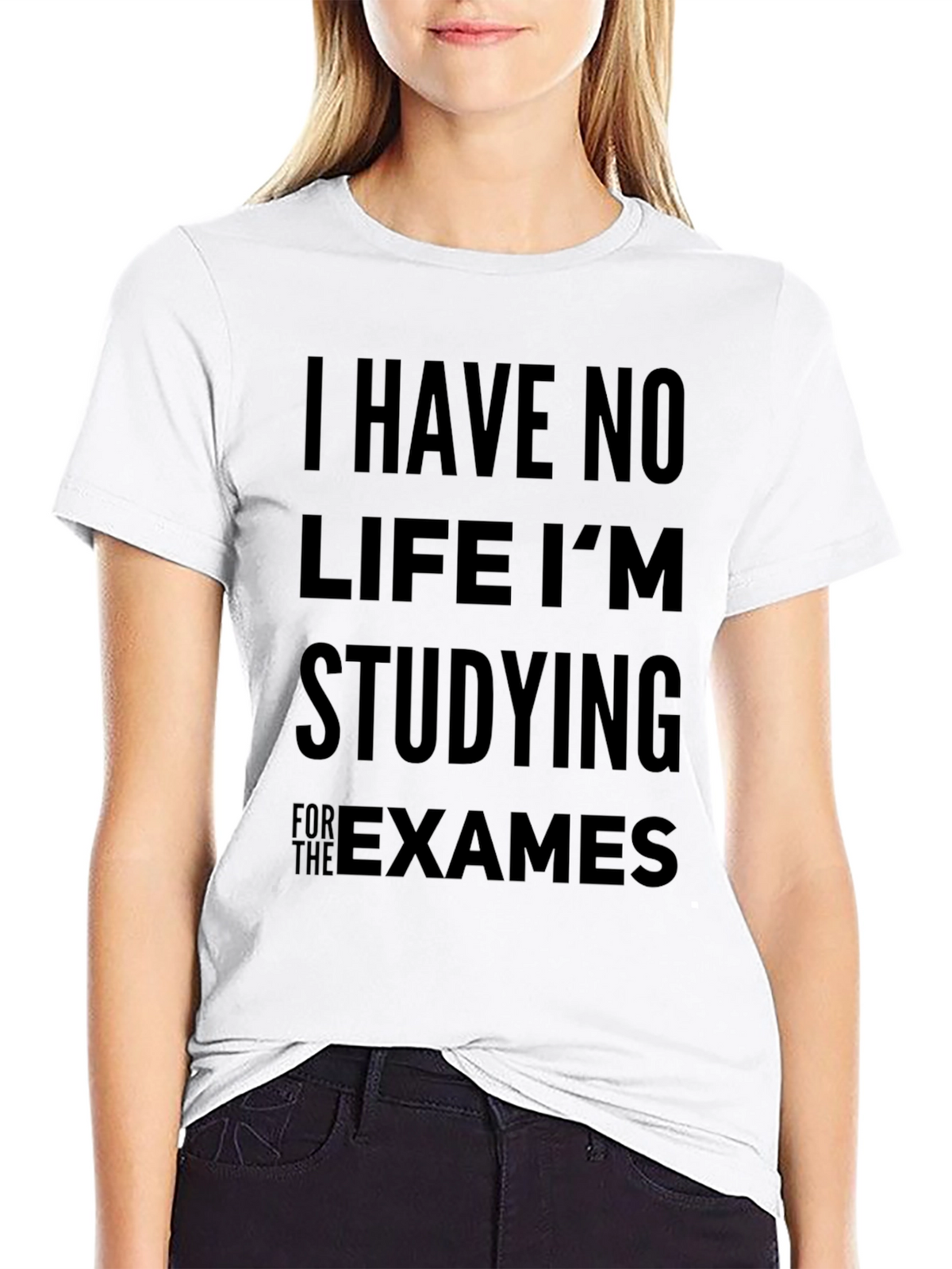 Studying Exams Graphic Tee - Black Cotton T-Shirt