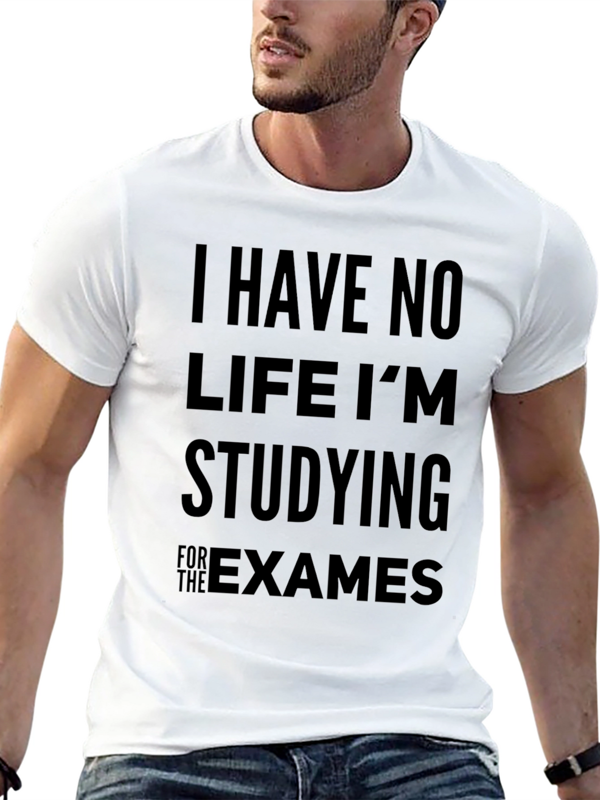 Studying Exams Graphic Tee - Black Cotton T-Shirt