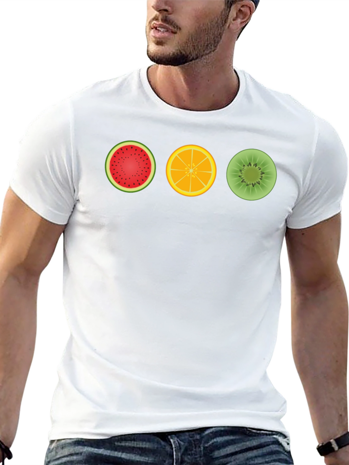 Fruit Circle Graphic T-Shirt - Fun Summer Style
