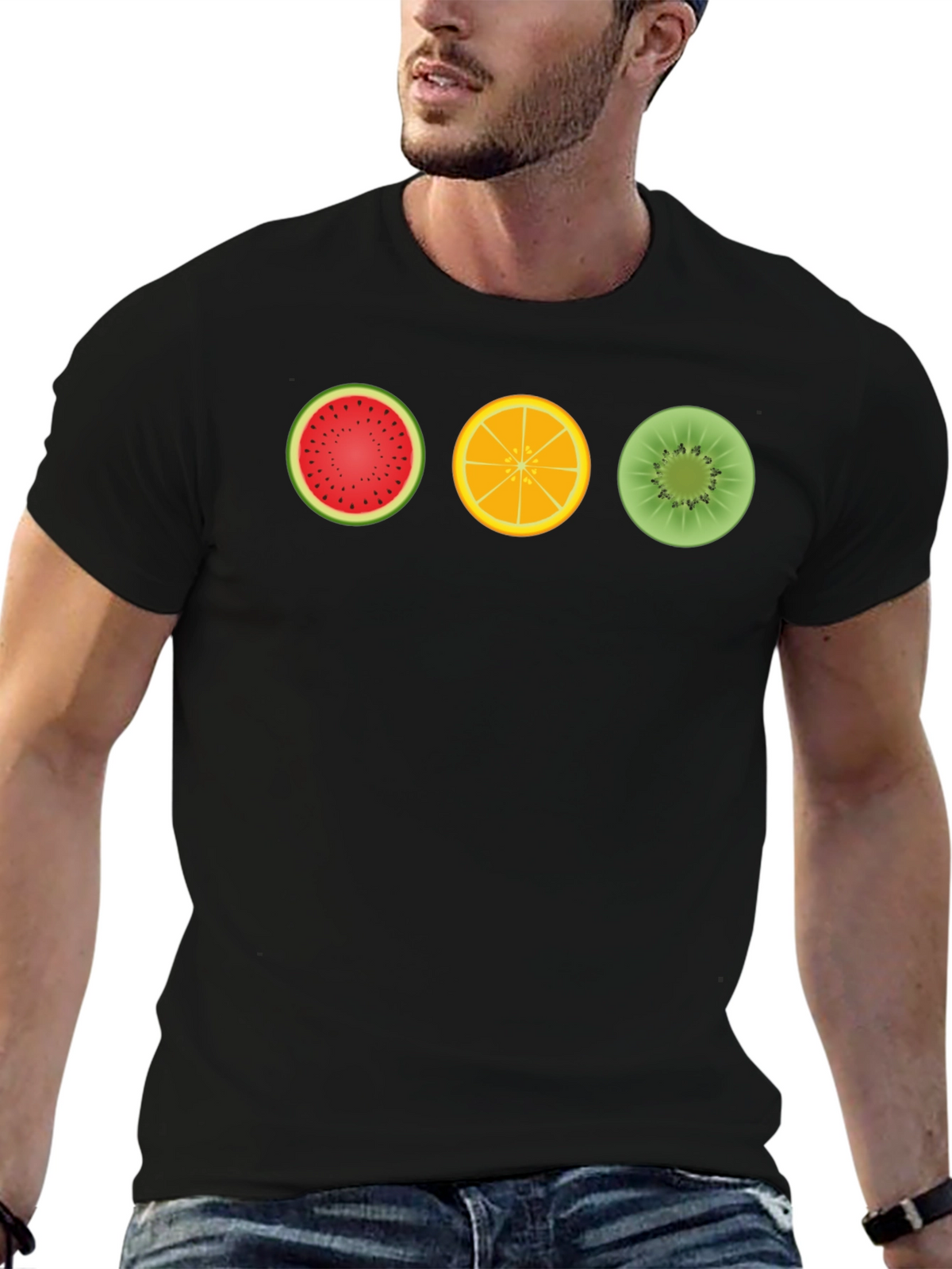 Fruit Circle Graphic T-Shirt - Fun Summer Style