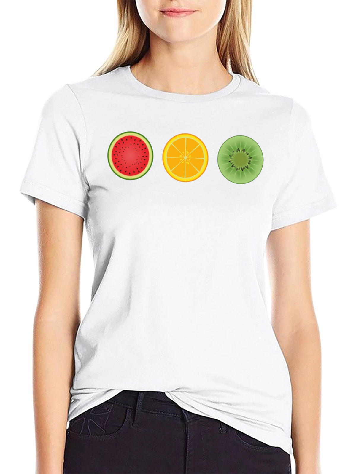 Fruit Circle Graphic T-Shirt - Fun Summer Style