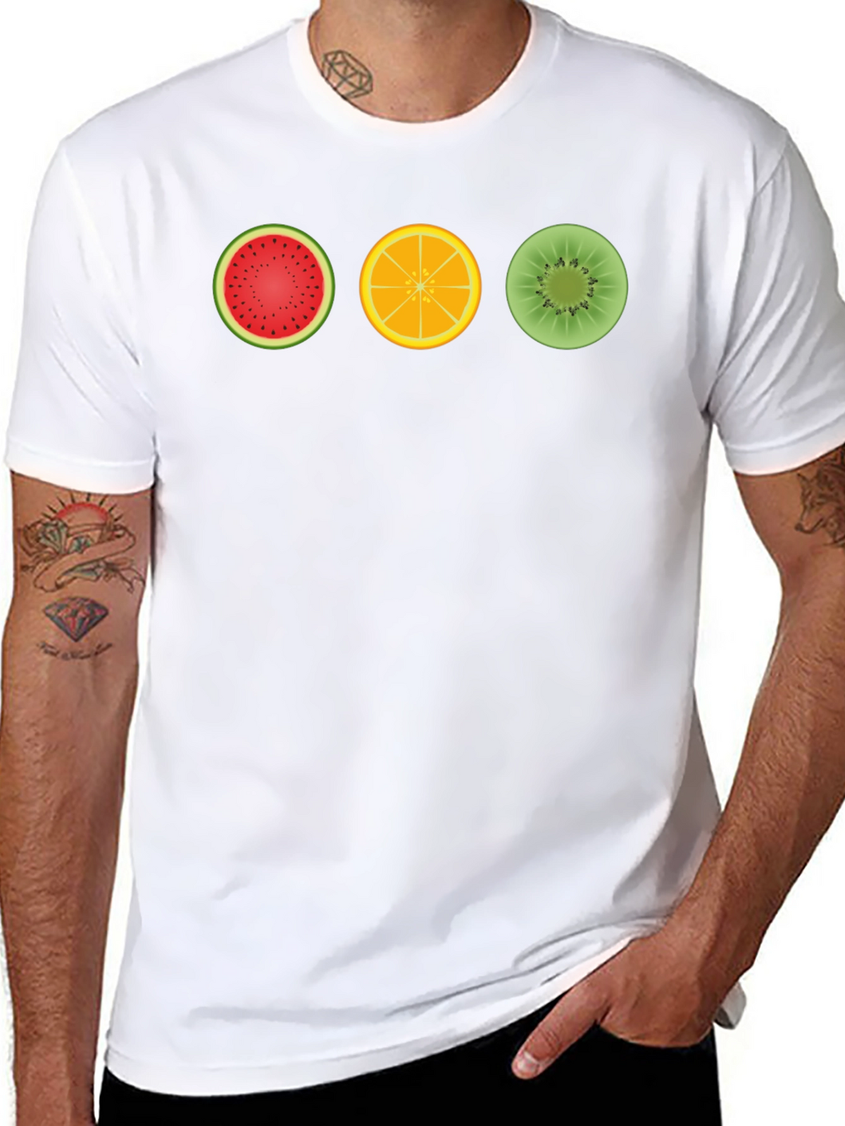 Fruit Circle Graphic T-Shirt - Fun Summer Style