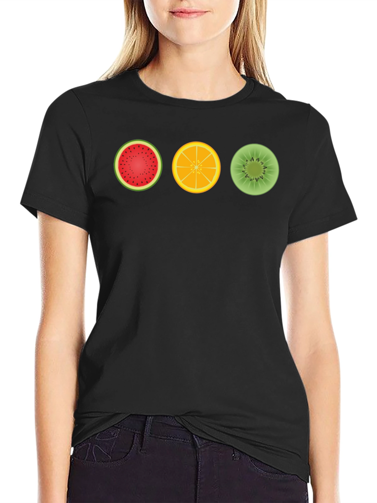 Fruit Circle Graphic T-Shirt - Fun Summer Style