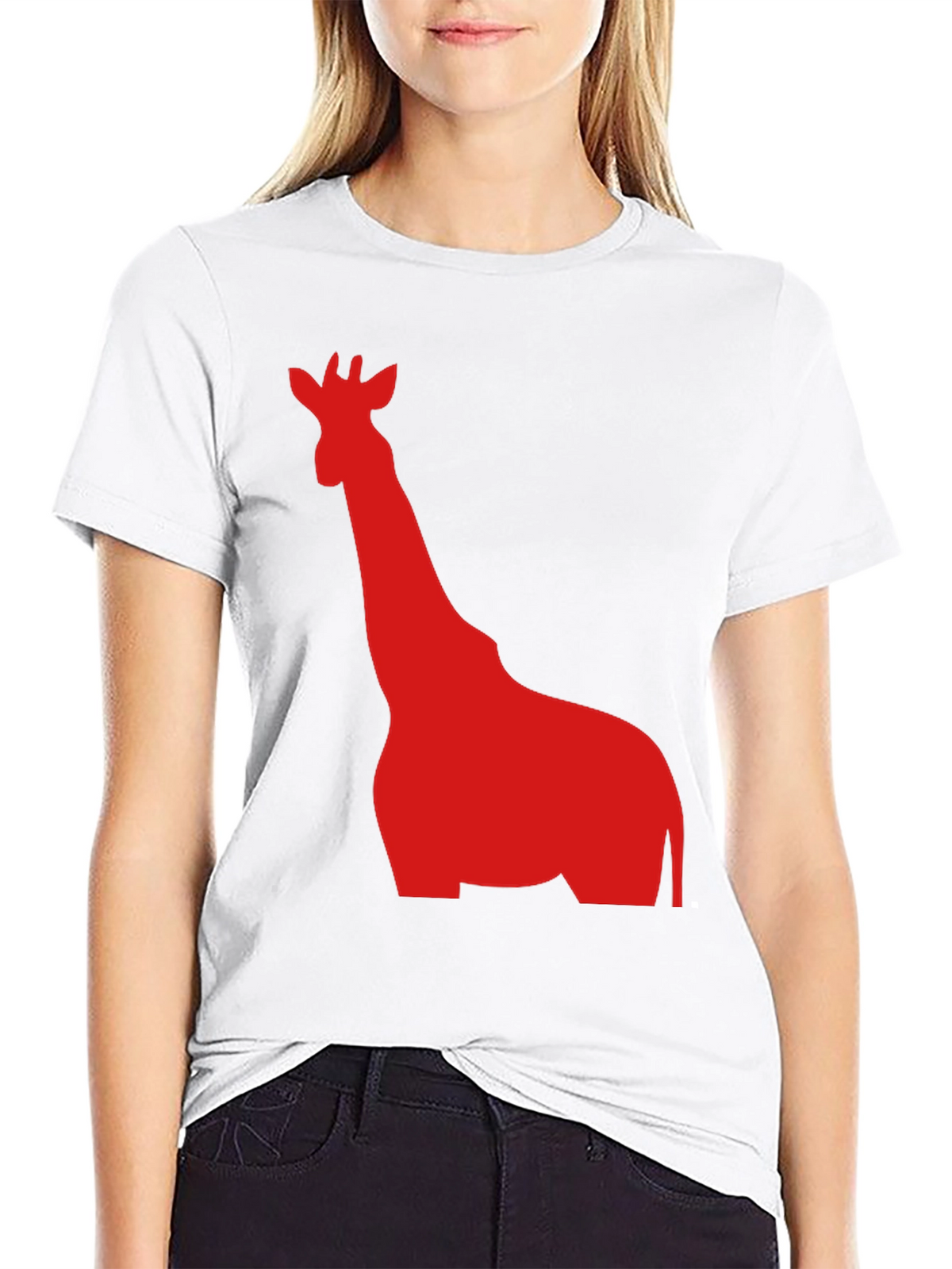 Giraffe Graphic Tee - Black Cotton T-Shirt