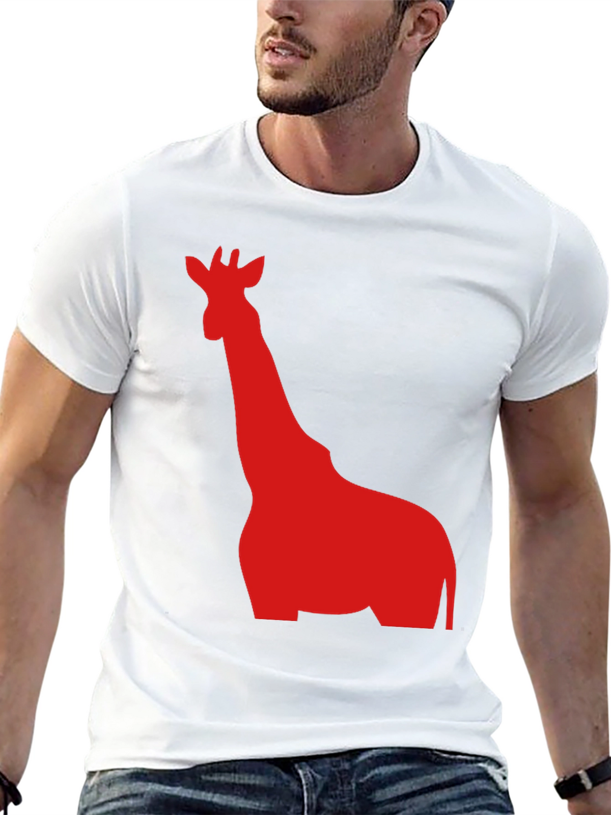Giraffe Graphic Tee - Black Cotton T-Shirt