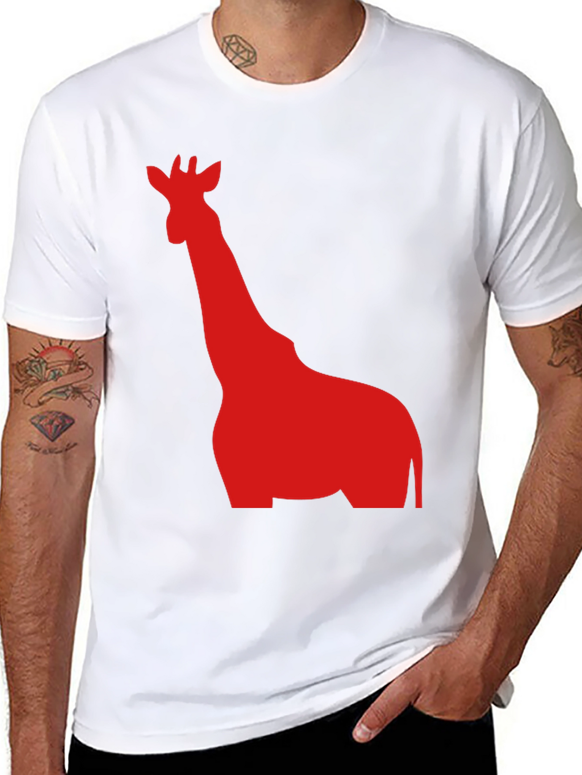 Giraffe Graphic Tee - Black Cotton T-Shirt