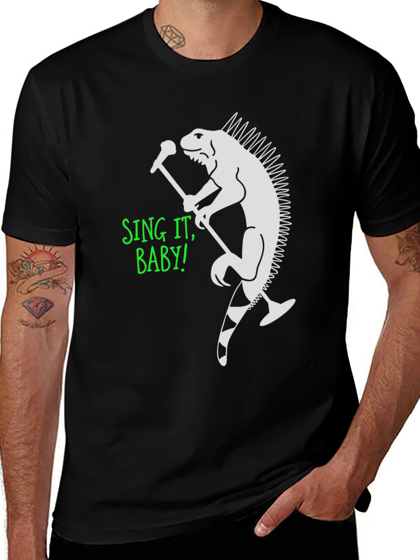 Iguana Singer Graphic T-Shirt - Sing It Baby!
