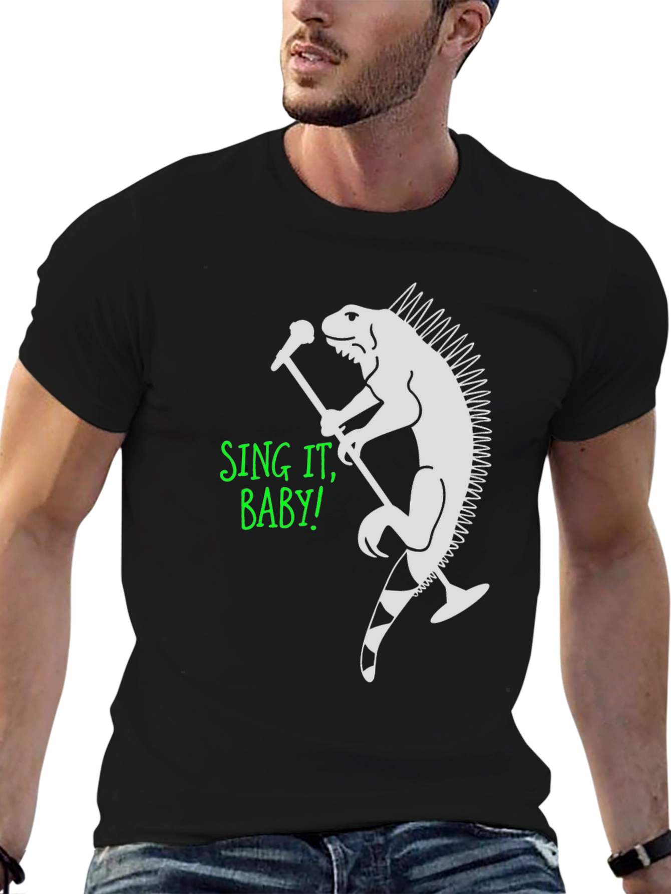 Iguana Singer Graphic T-Shirt - Sing It Baby!
