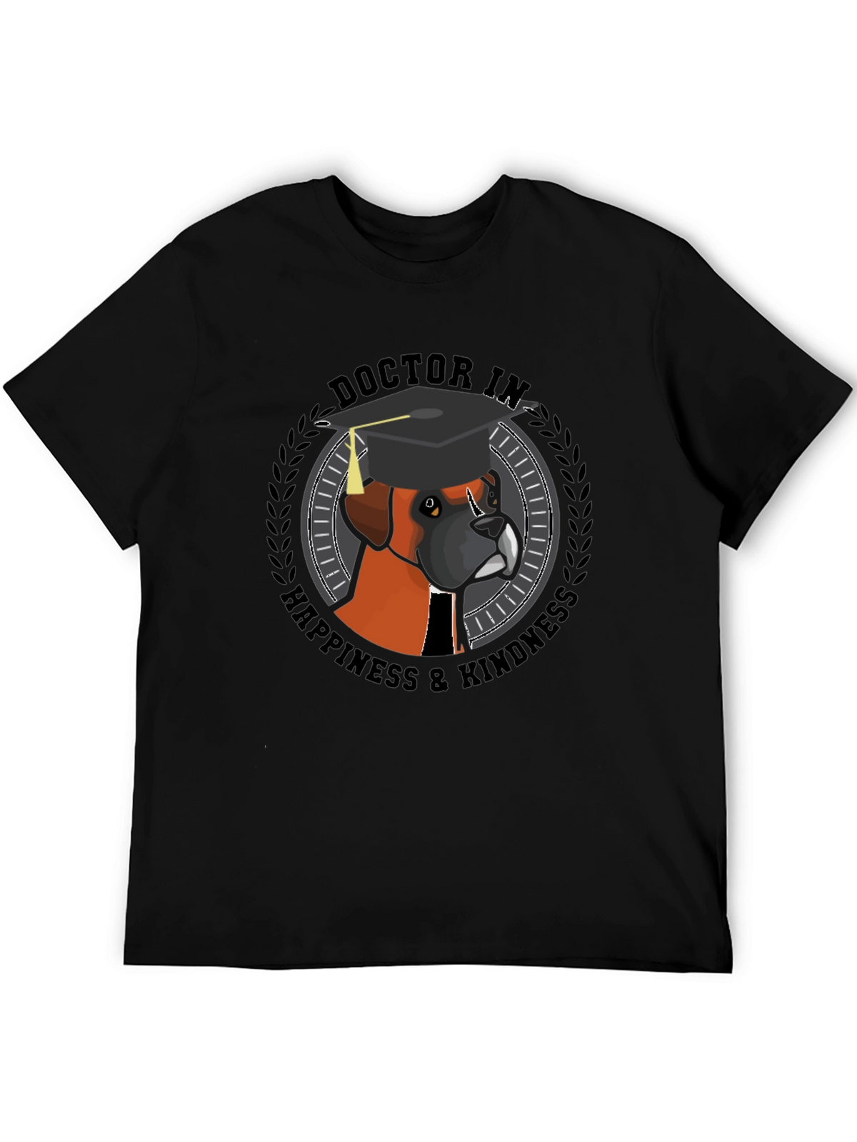 Doctor in Happiness & Kindness Black T-Shirt
