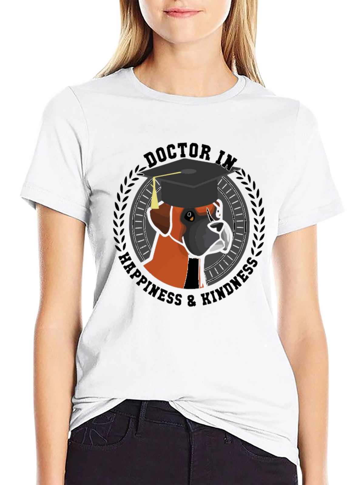 Doctor in Happiness & Kindness Black T-Shirt