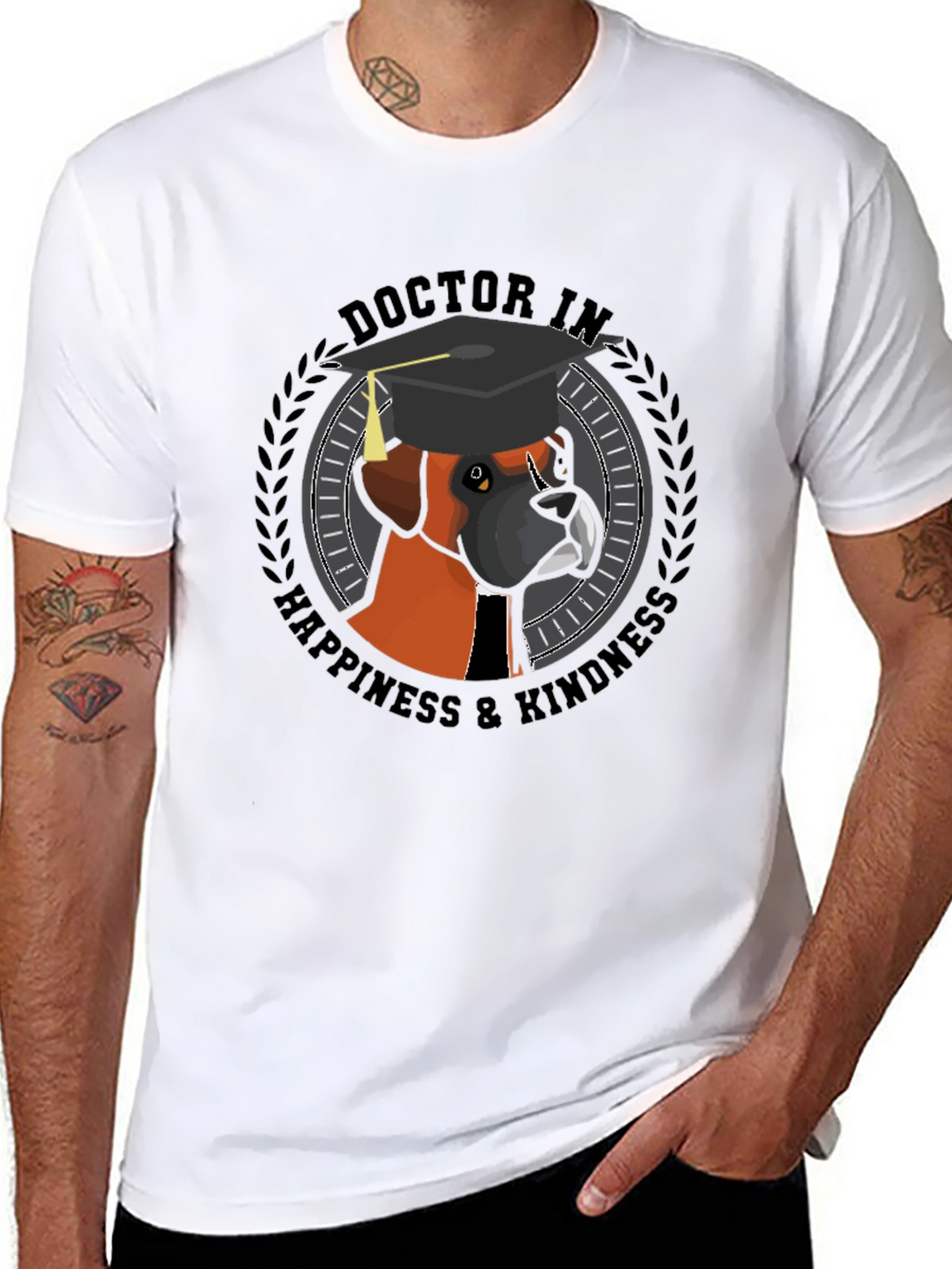Doctor in Happiness & Kindness Black T-Shirt