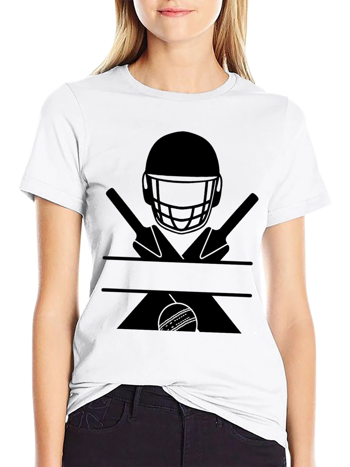 Cricket Helmet Bats and Ball Graphic Tee