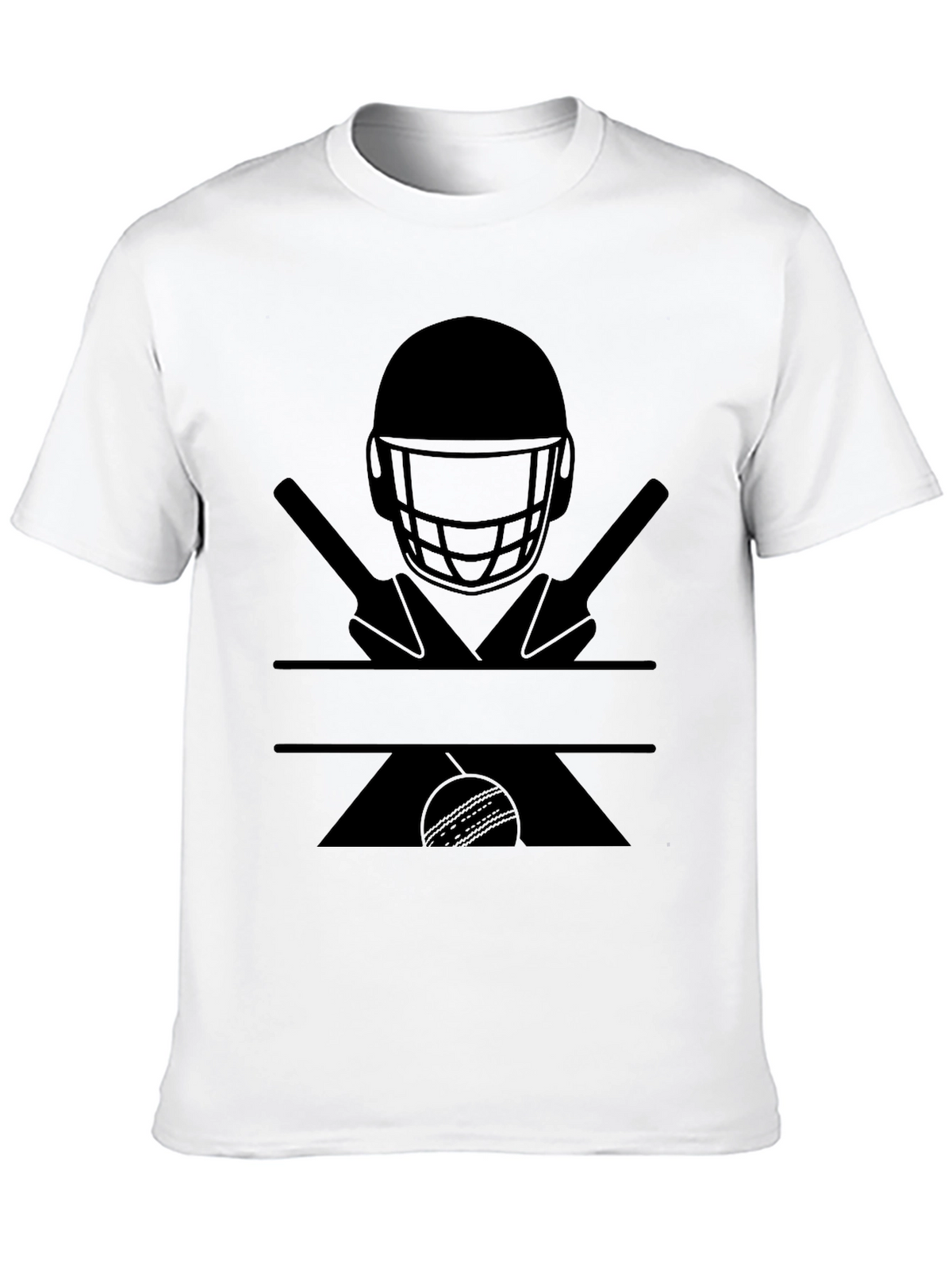 Cricket Helmet Bats and Ball Graphic Tee