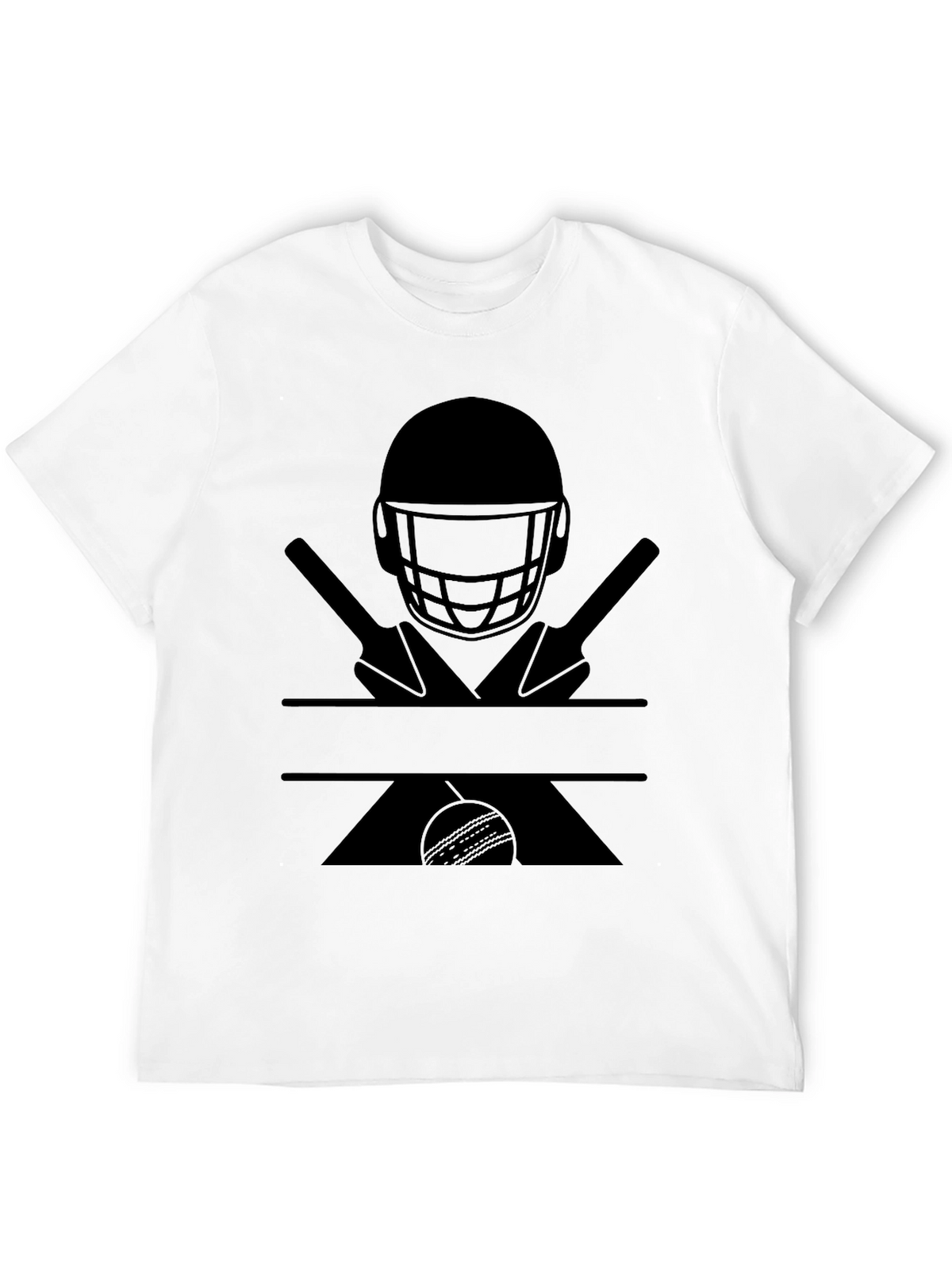 Cricket Helmet Bats and Ball Graphic Tee