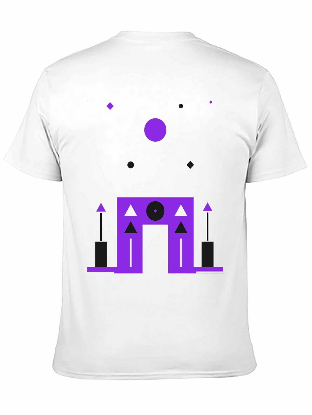 Geometric Purple Design Black T-Shirt
