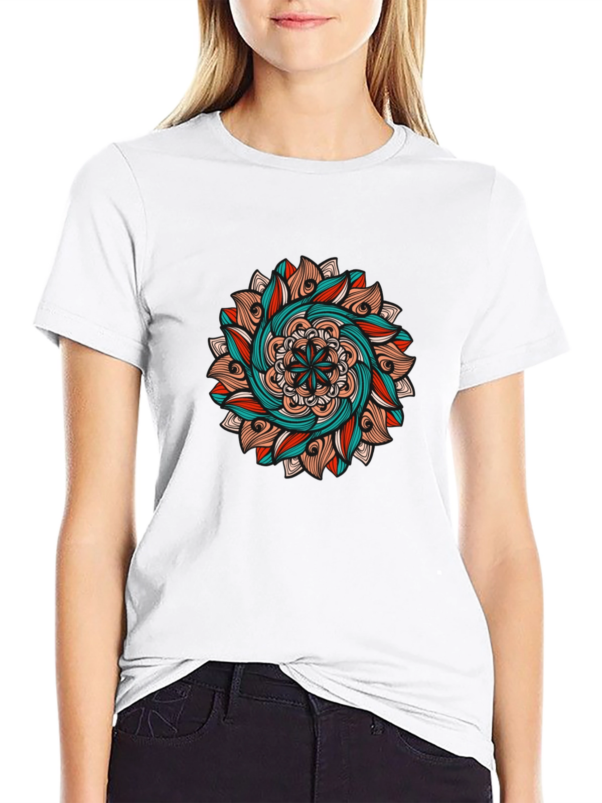 Mandala Graphic Tee - Black Cotton T-Shirt