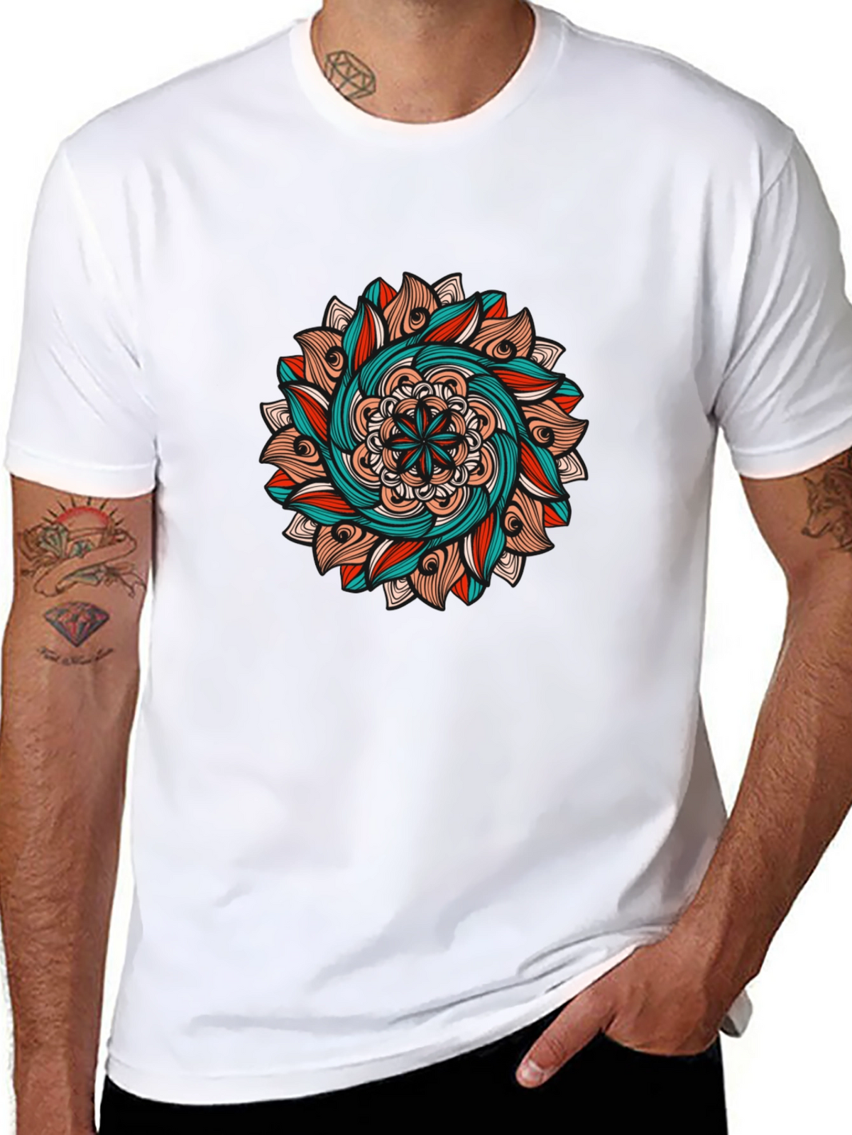 Mandala Graphic Tee - Black Cotton T-Shirt