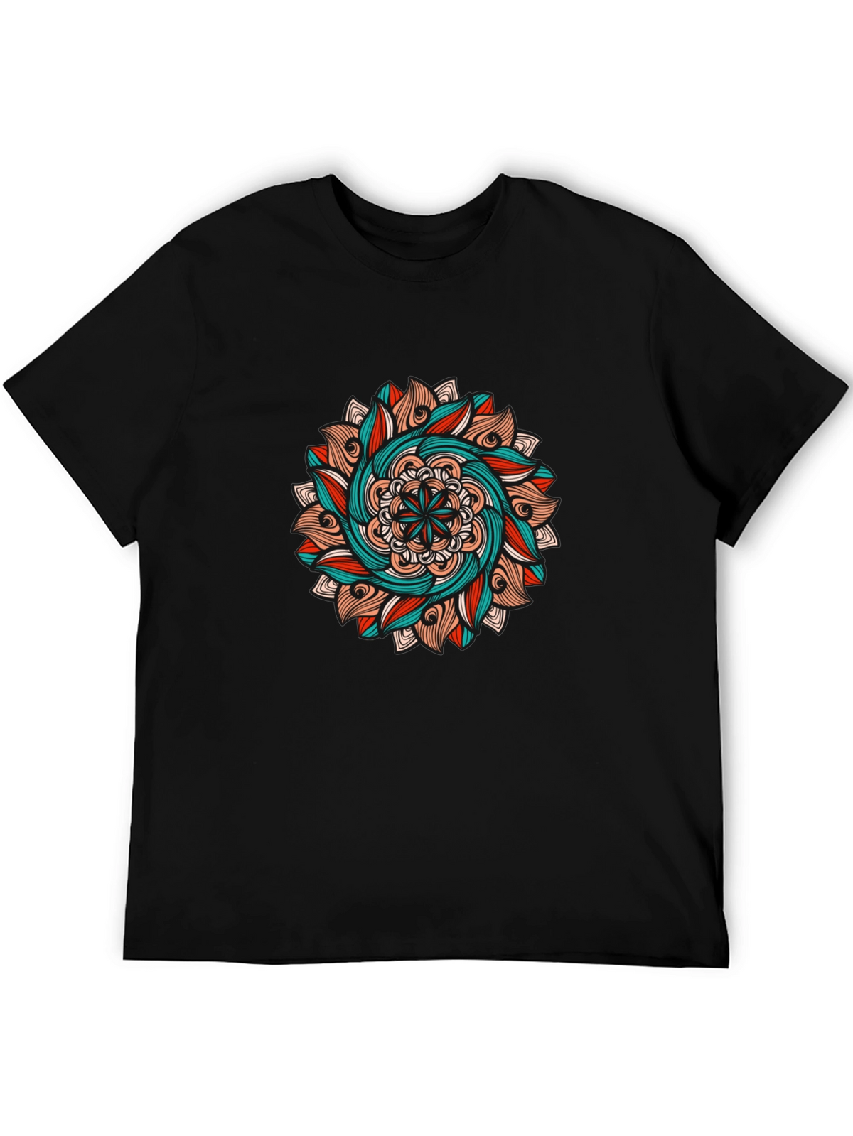 Mandala Graphic Tee - Black Cotton T-Shirt