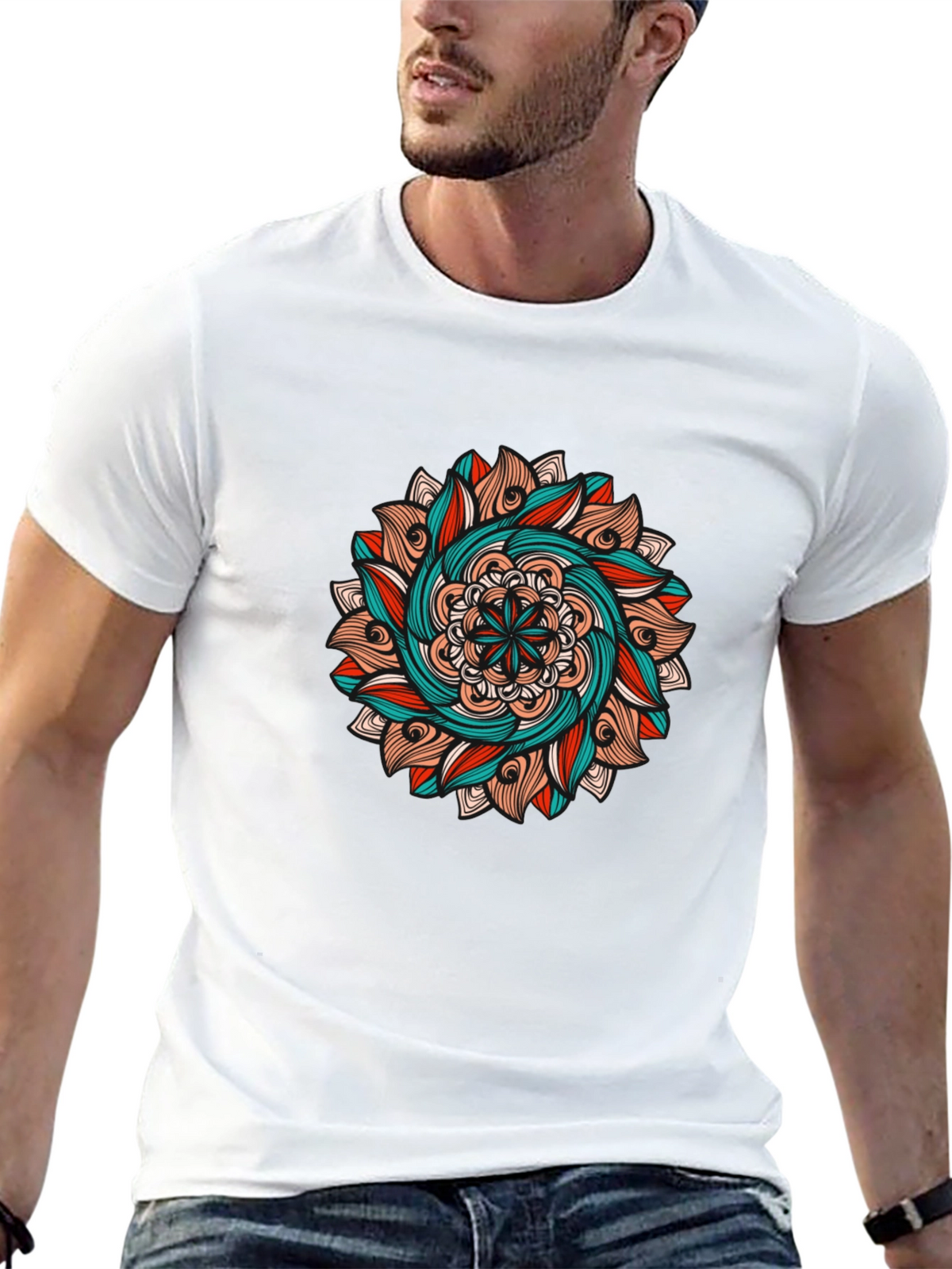 Mandala Graphic Tee - Black Cotton T-Shirt