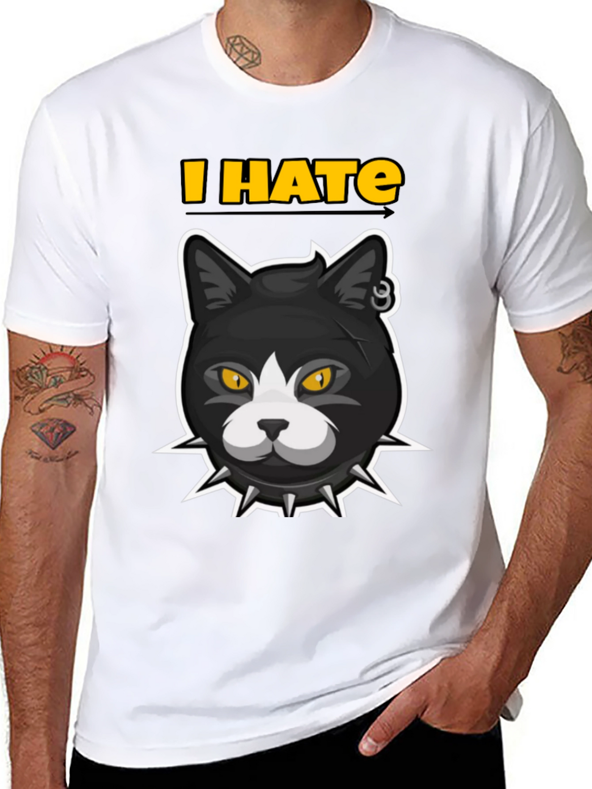 I HATE Cats T-Shirt - Edgy Cartoon Cat Design