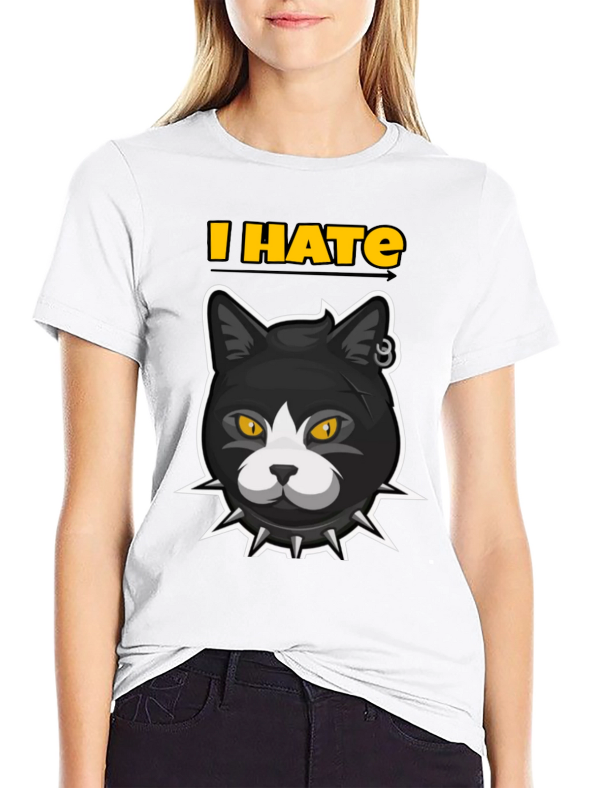 I HATE Cats T-Shirt - Edgy Cartoon Cat Design