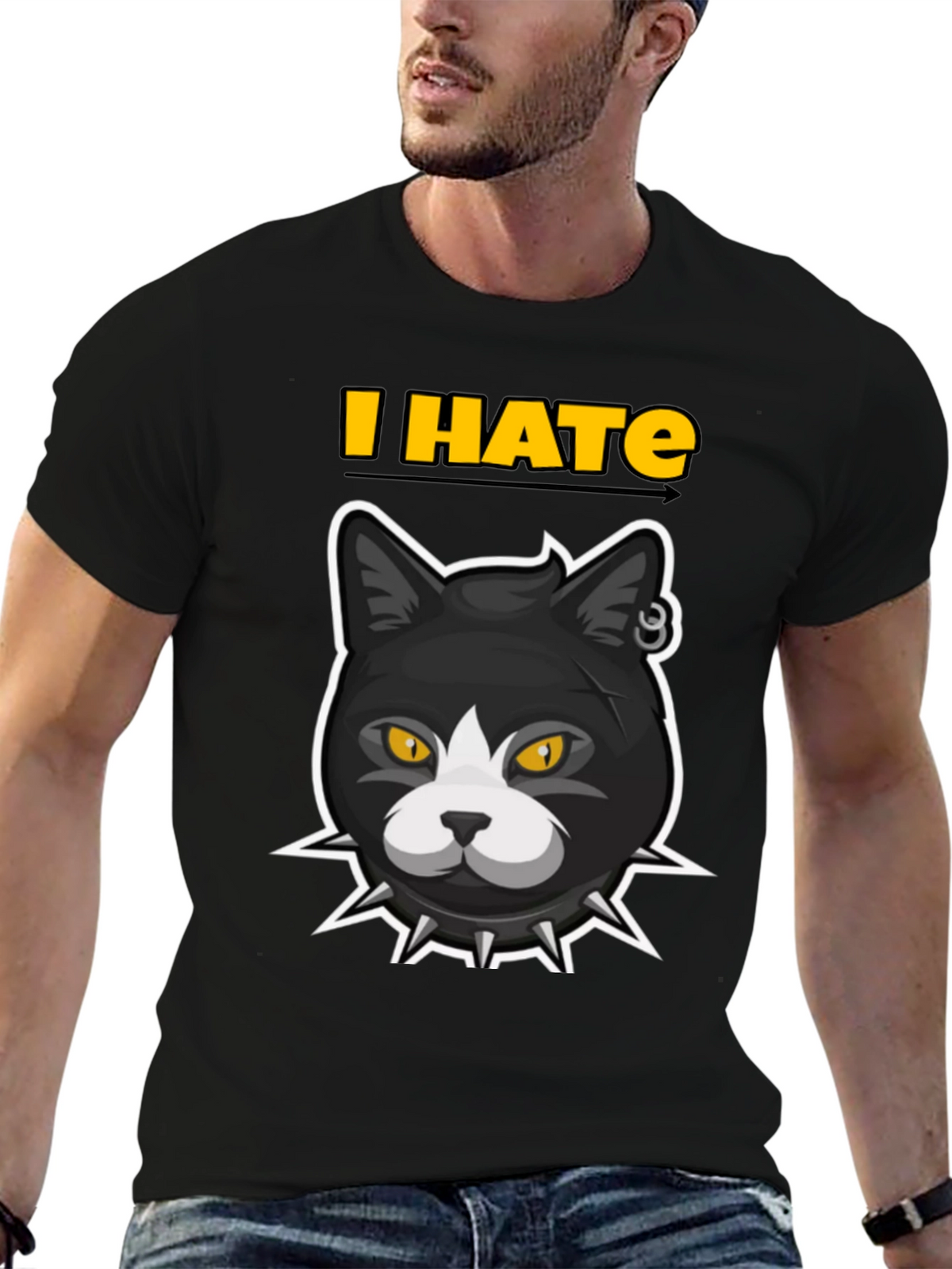 I HATE Cats T-Shirt - Edgy Cartoon Cat Design