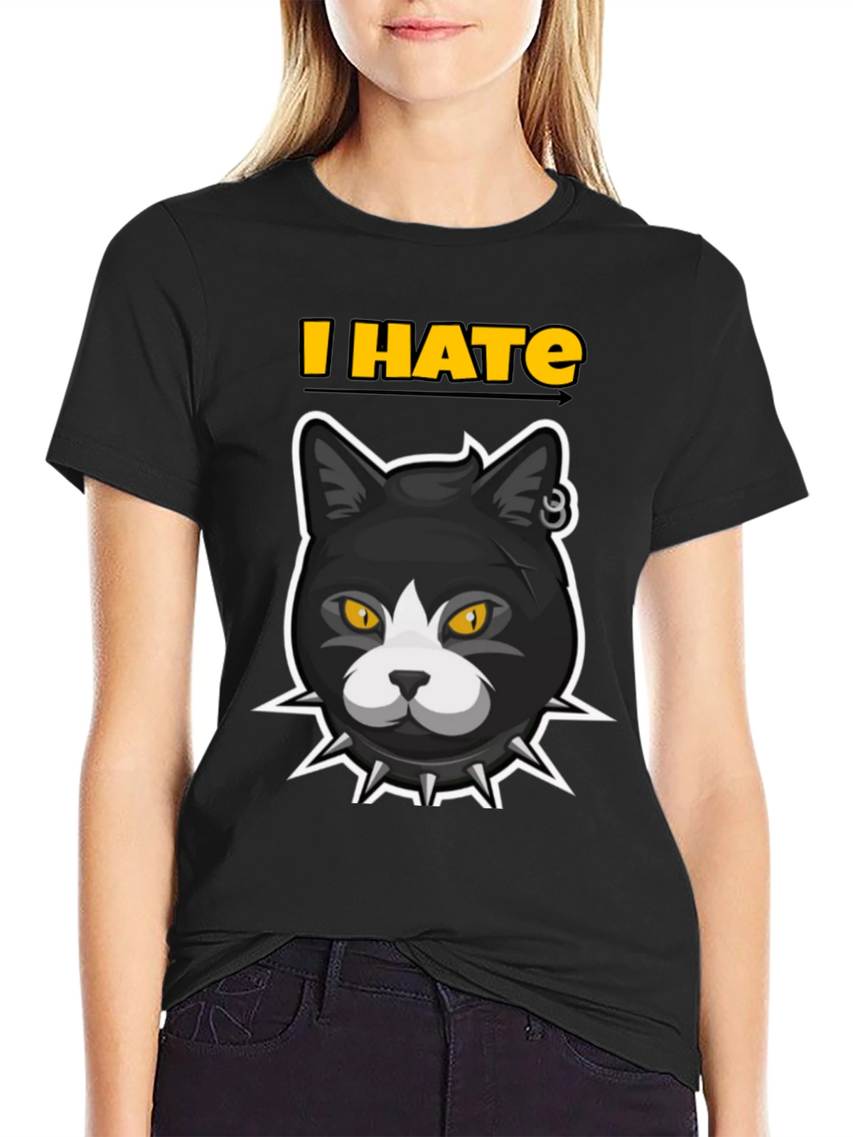 I HATE Cats T-Shirt - Edgy Cartoon Cat Design