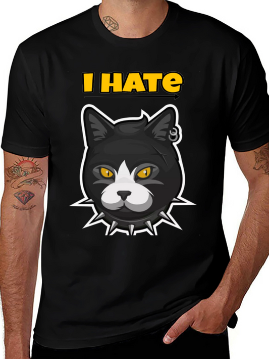 I HATE Cats T-Shirt - Edgy Cartoon Cat Design