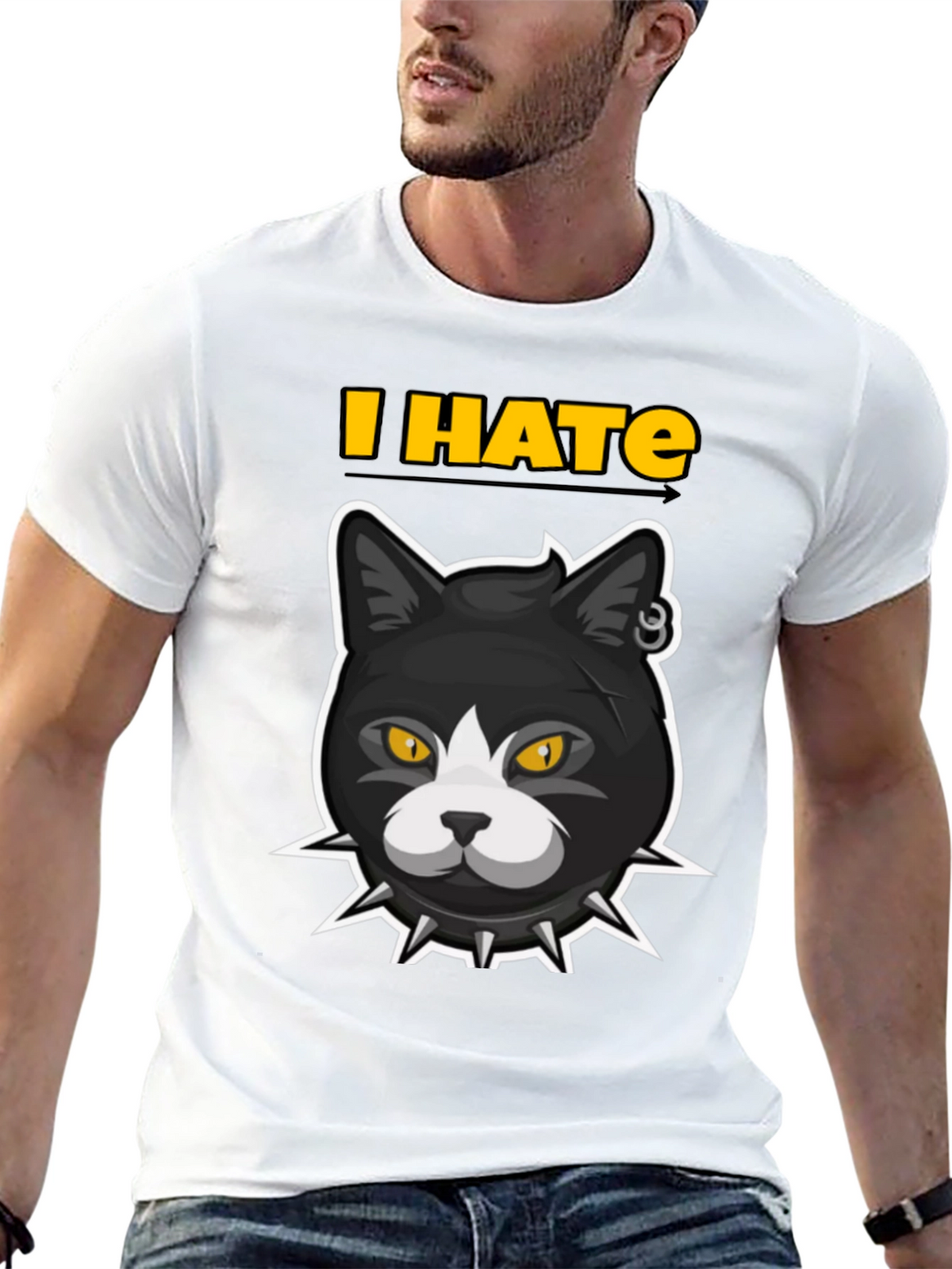 I HATE Cats T-Shirt - Edgy Cartoon Cat Design