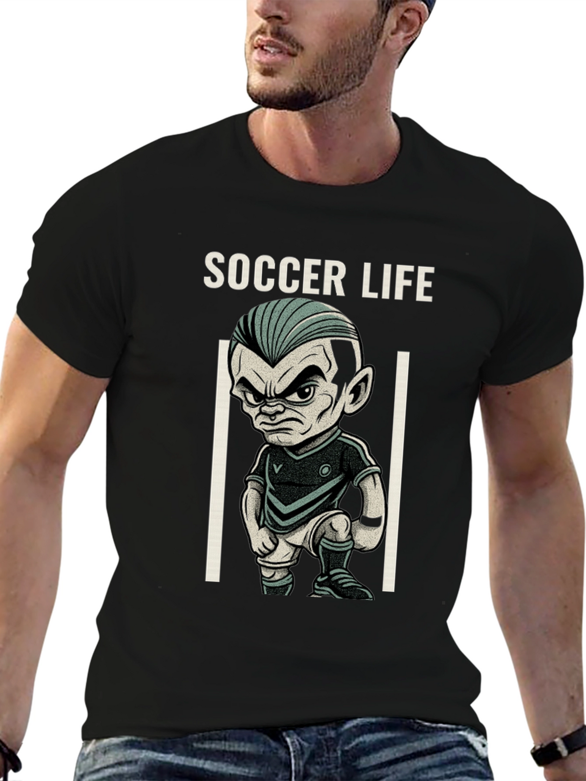 Soccer Life Cartoon Graphic Tee